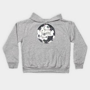 Yin-Yang Cats: Black Bicolor Tabby Kids Hoodie